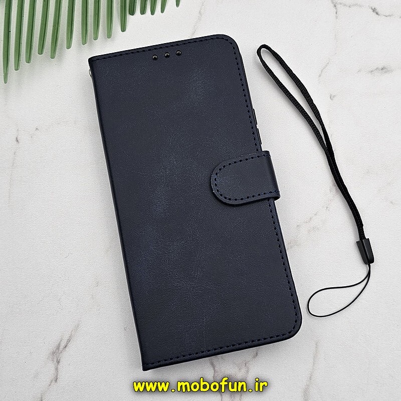 کیف گوشی Galaxy A54 5G سامسونگ مگنتی طرح چرم کتابی محافظ لنزدار سرمه ای کد 838