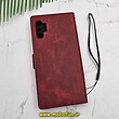 کیف گوشی Galaxy Note 10 Plus سامسونگ مگنتی طرح چرم کتابی محافظ لنزدار زرشکی کد 105