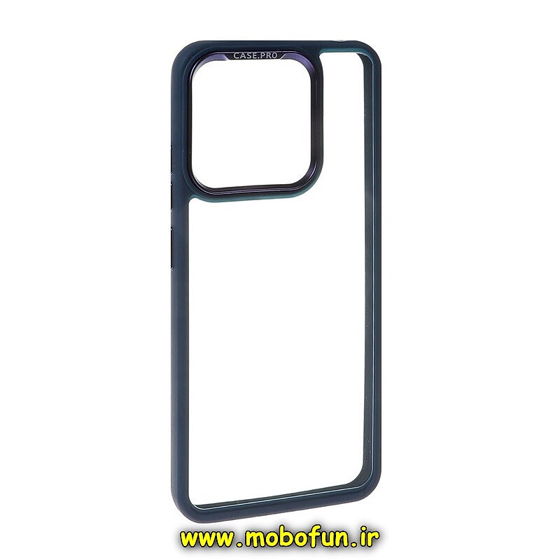 قاب گوشی Redmi 12C - Poco C55 - Redmi 11A شیائومی اورجینال متال کیس Metal اورجینال CASE PRO طرح پشت طلق شفاف دور سیلیکونی سرمه ای کد 447