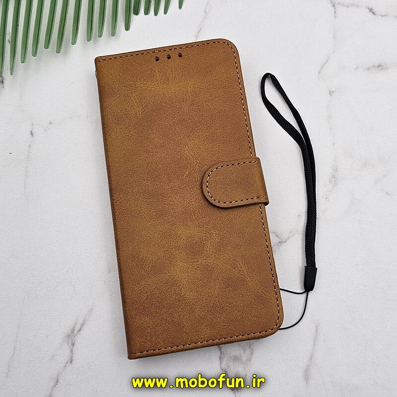کیف گوشی Redmi Note 8 - Redmi Note 8 2021 شیائومی مگنتی طرح چرم کتابی محافظ لنزدار عسلی کد 1096
