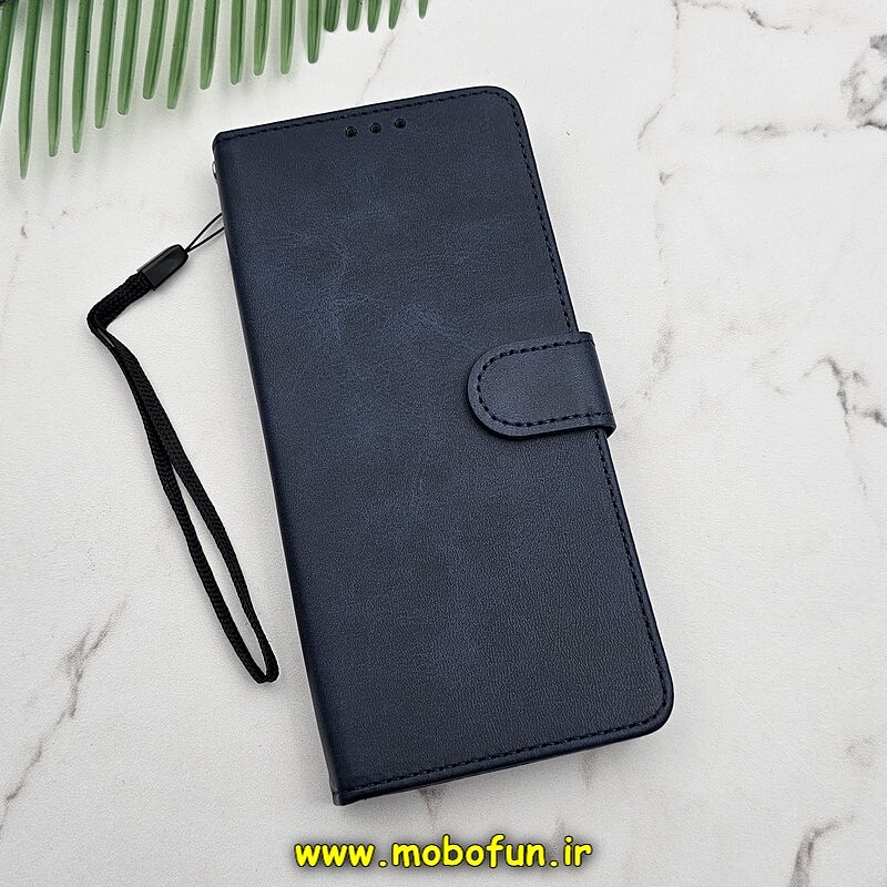 کیف گوشی Redmi Note 9S - Redmi Note 9 Pro شیائومی مگنتی طرح چرم کتابی محافظ لنزدار سرمه ای کد 1225