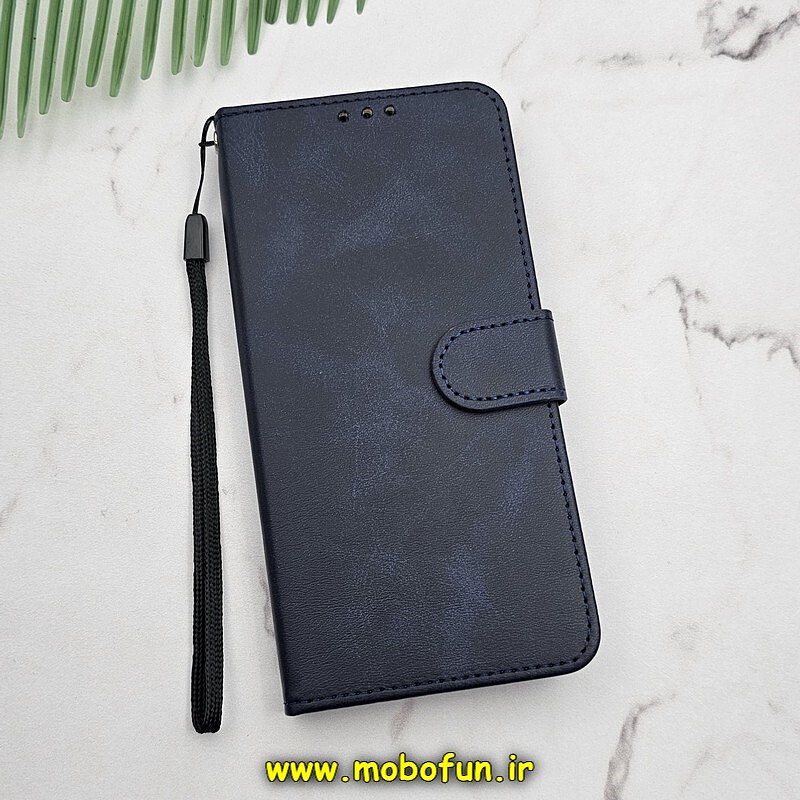 کیف گوشی Galaxy S10 Plus سامسونگ مگنتی طرح چرم کتابی محافظ لنزدار سرمه ای کد 174