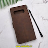 کیف گوشی Galaxy S10 Plus سامسونگ مگنتی طرح چرم کتابی محافظ لنزدار قهوه ای کد 175