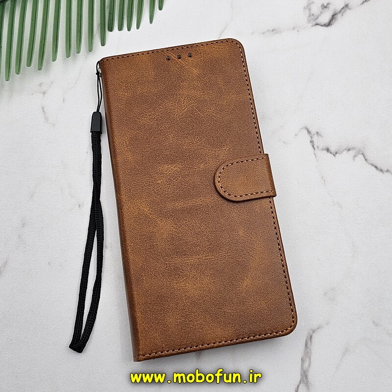 کیف گوشی Galaxy S20 Ultra سامسونگ مگنتی طرح چرم کتابی محافظ لنزدار عسلی کد 201
