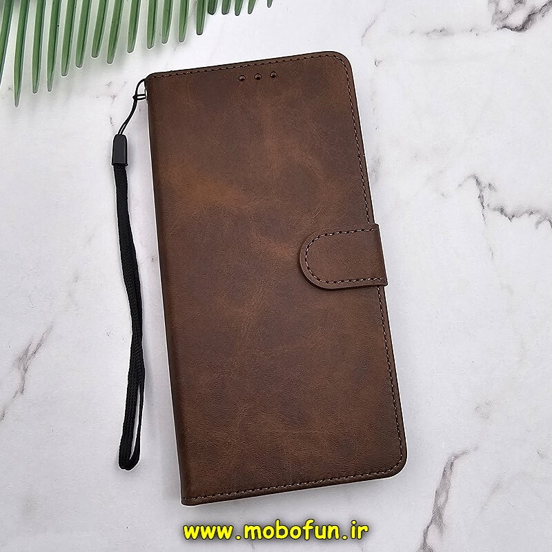 کیف گوشی Galaxy S20 Ultra سامسونگ مگنتی طرح چرم کتابی محافظ لنزدار قهوه ای کد 203