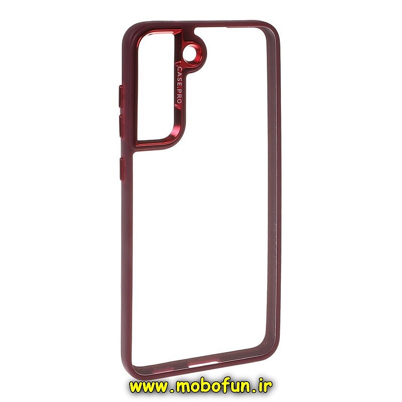 قاب گوشی Galaxy S21 FE سامسونگ اورجینال متال کیس Metal اورجینال CASE PRO طرح پشت طلق شفاف دور سیلیکونی زرشکی کد 827