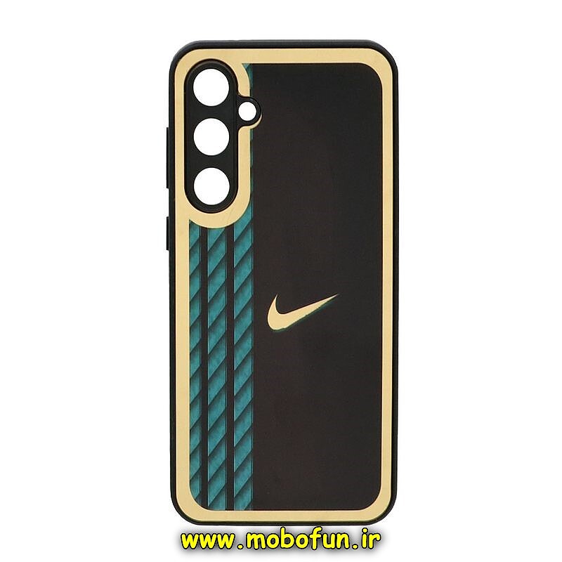 قاب گوشی Galaxy S23 FE سامسونگ پشت گلس سرامیکی طلاکوب نایکی NIKE محافظ لنزدار کد 74