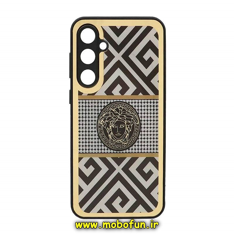 قاب گوشی Galaxy S23 FE سامسونگ پشت گلس سرامیکی طلاکوب ورساچه VERSACE محافظ لنزدار کد 75