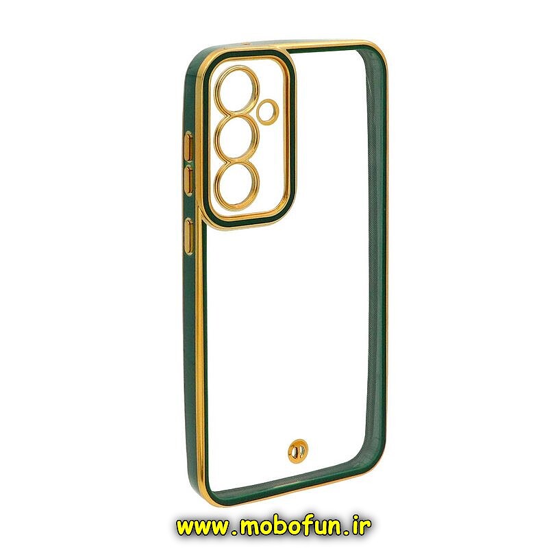 قاب گوشی Galaxy S23 FE سامسونگ طرح الکتروپلیتینگ ژله ای شفاف اورجینال یونیک کیس Unique Case محافظ لنز دار سبز تیره کد 83