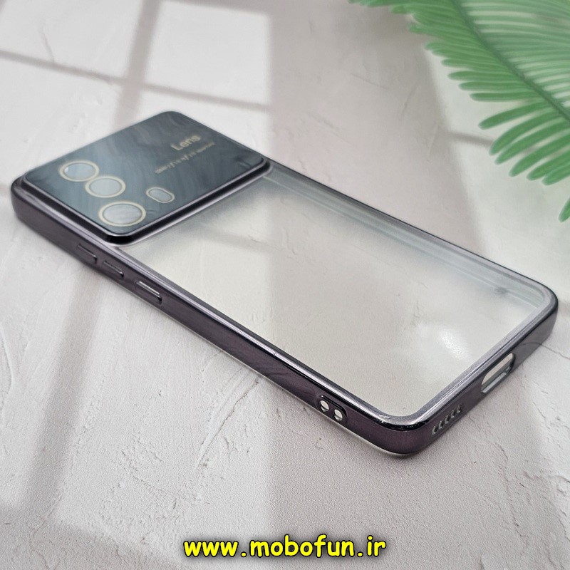 قاب گوشی Xiaomi 13 Lite شیائومی طرح الکتروپلیتینگ ژله ای شفاف اورجینال Camera Lens محافظ لنز دار مشکی کد 63