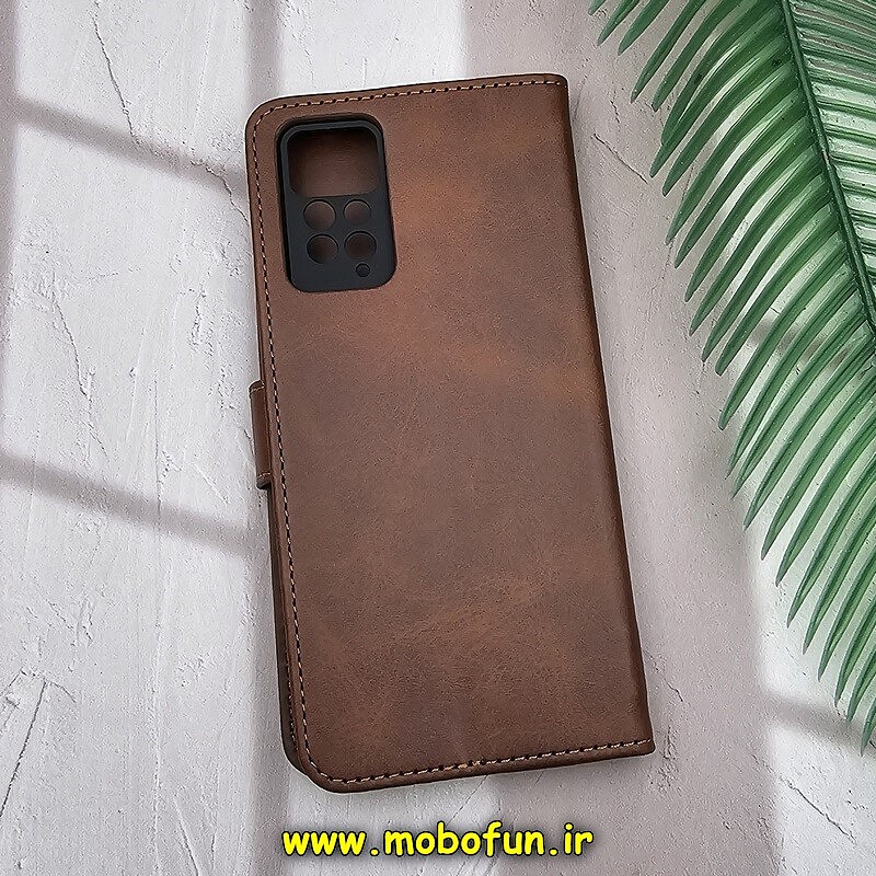 کیف گوشی Redmi Note 11 Pro 4G Global - Redmi Note 11 Pro 5G Global - Redmi Note 11E Pro 5G - Redmi Note 12 Pro 4G شیائومی مگنتی طرح چرم کتابی محافظ لنزدار قهوه ای کد 1038