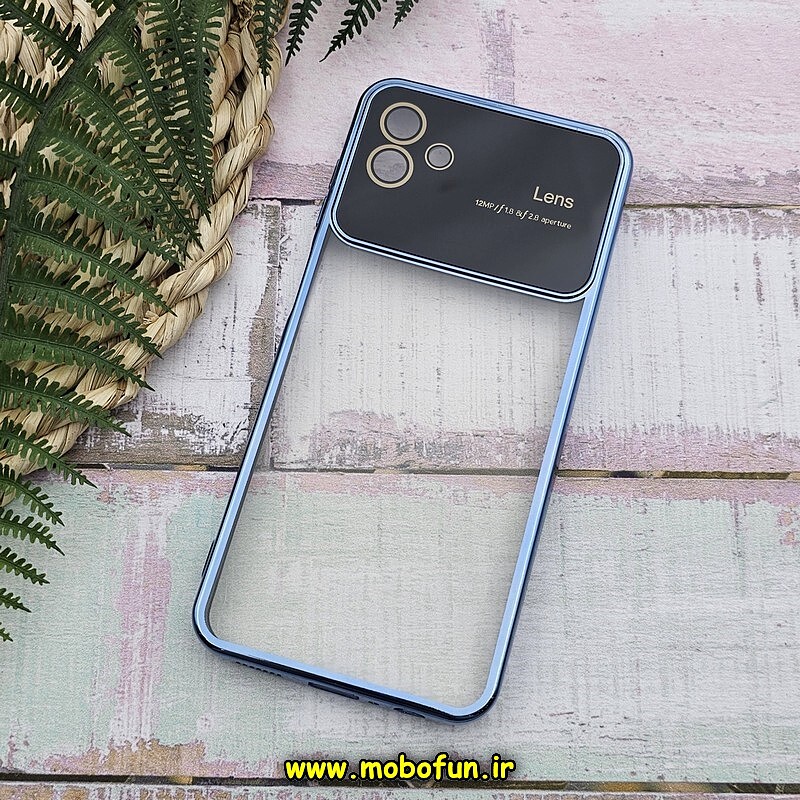 قاب گوشی Galaxy A04 - Galaxy M13 5G سامسونگ طرح الکتروپلیتینگ ژله ای شفاف اورجینال Camera Lens محافظ لنز دار آبی کد 296