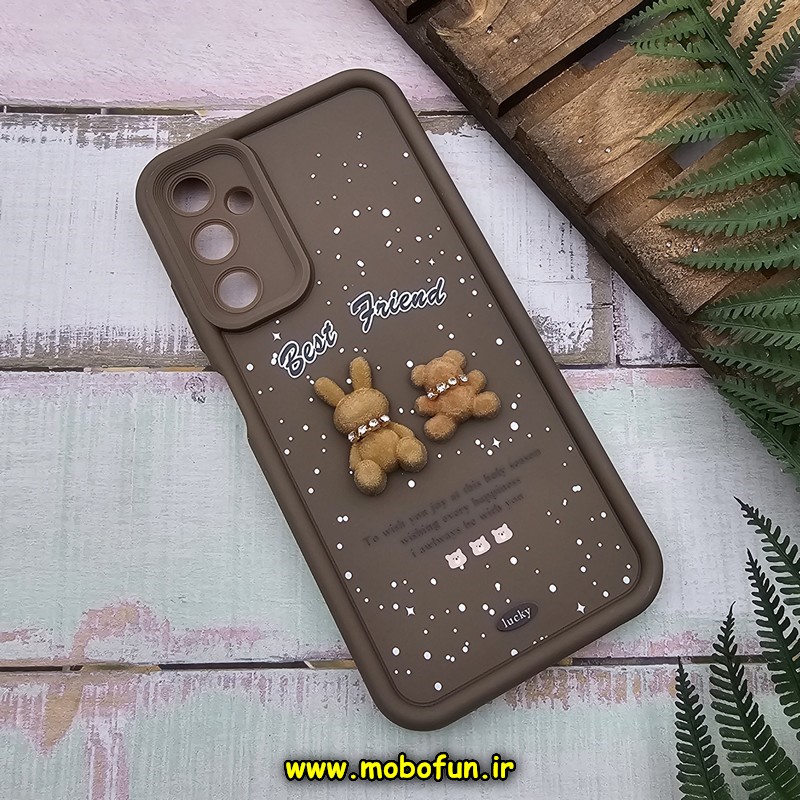 قاب گوشی Galaxy A05S سامسونگ طرح سیلیکونی Solid عروسکی خرسی جیر محافظ لنزدار نسکافه ای کد 60