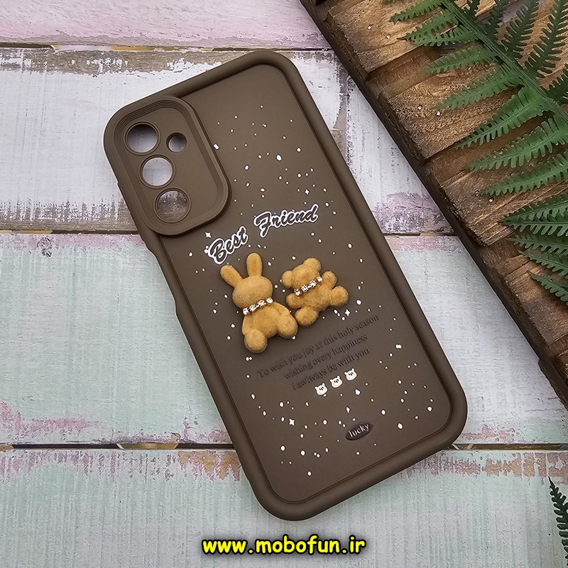 قاب گوشی Galaxy A24 سامسونگ طرح سیلیکونی Solid عروسکی خرسی جیر محافظ لنزدار نسکافه ای کد 441