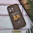 قاب گوشی iPhone 13 Pro آیفون طرح سیلیکونی Solid عروسکی خرسی جیر محافظ لنزدار نسکافه ای کد 477