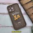 قاب گوشی iPhone 14 Pro Max آیفون طرح سیلیکونی Solid عروسکی خرسی جیر محافظ لنزدار نسکافه ای کد 311