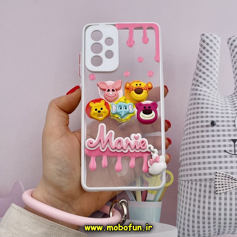 قاب گوشی Galaxy A52 4G - Galaxy A52 5G - Galaxy A52S سامسونگ طرح کارتونی سه بعدی والت دیزنی Mame النگویی شفاف محافظ لنز دار سفید صورتی کد 1340
