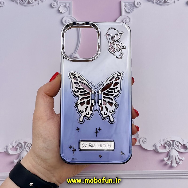 قاب گوشی iPhone 13 Pro Max آیفون الکتروپلیتینگ اورجینال CREATIVE CASE پروانه ای Butterfly کد 715