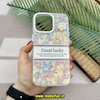 قاب گوشی iPhone 15 Pro Max آیفون ماربل اورجینال CREATIVE CASE طرح گل یخ GOOD LUCKY کد 45