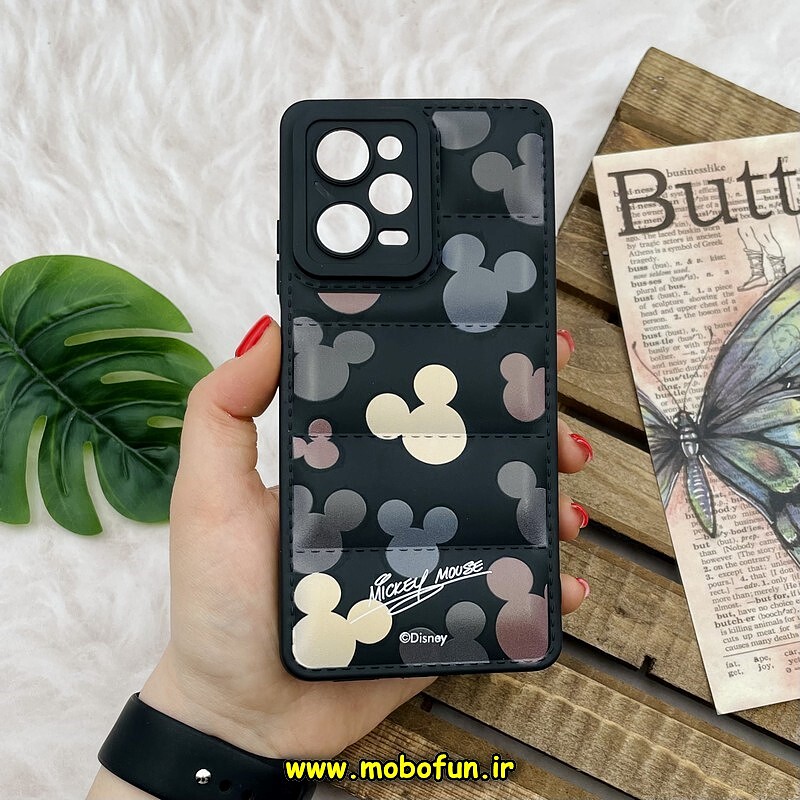 قاب گوشی Redmi Note 12 Pro 5G - Poco X5 Pro شیائومی سیلیکون ژله ای میکی موس پافر PC زیر بسته محافظ لنز دار مشکی کد 385