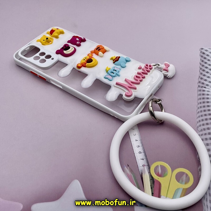 قاب گوشی Redmi Note 11 4G - Redmi Note 11S شیائومی طرح کارتونی سه بعدی والت دیزنی Mame النگویی شفاف محافظ لنز دار سفید کد 965