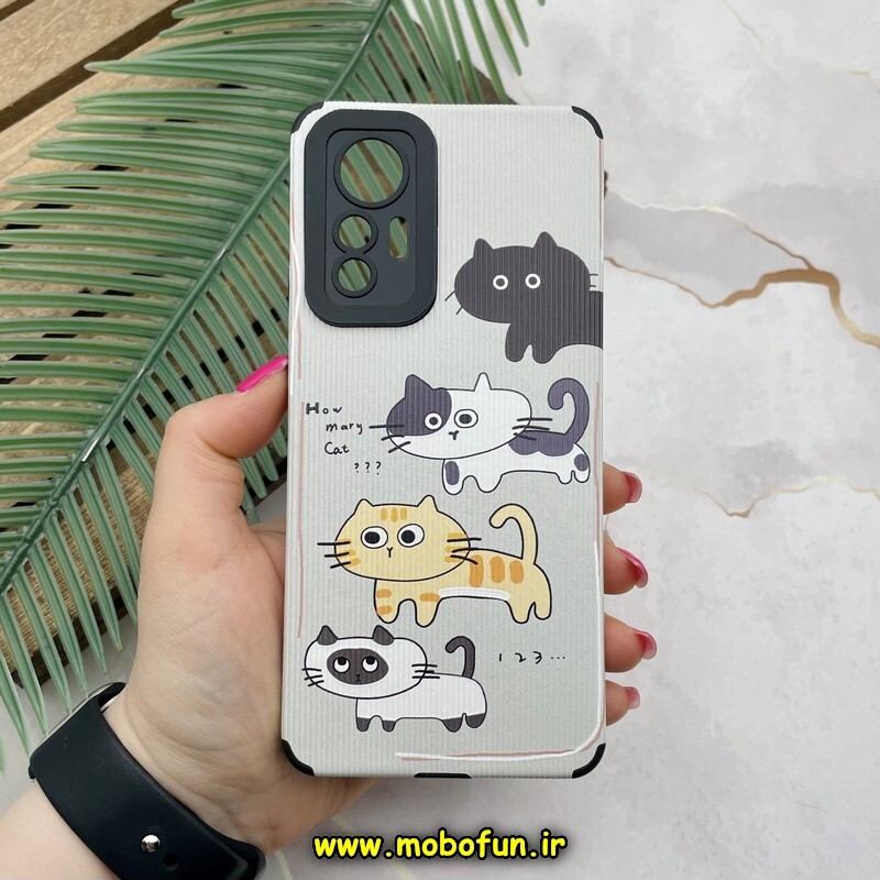قاب گوشی Xiaomi 12 Lite شیائومی طرح کبریتی چرمی اورجینال Unique Case محافظ لنزدار کپسولی گربه کیوت کد 186