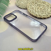 قاب گوشی iPhone 13 Pro Max آیفون اورجینال متال کیس Metal پیکسل Pixel طرح پشت طلق شفاف دور سیلیکونی بنفش کد 721