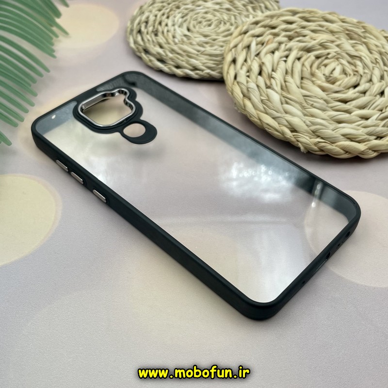 قاب گوشی Redmi Note 9 شیائومی نیو اسکین NEW SKIN اورجینال متال کیس Metal طرح پشت طلق شفاف دور سیلیکونی مشکی کد E39-171440