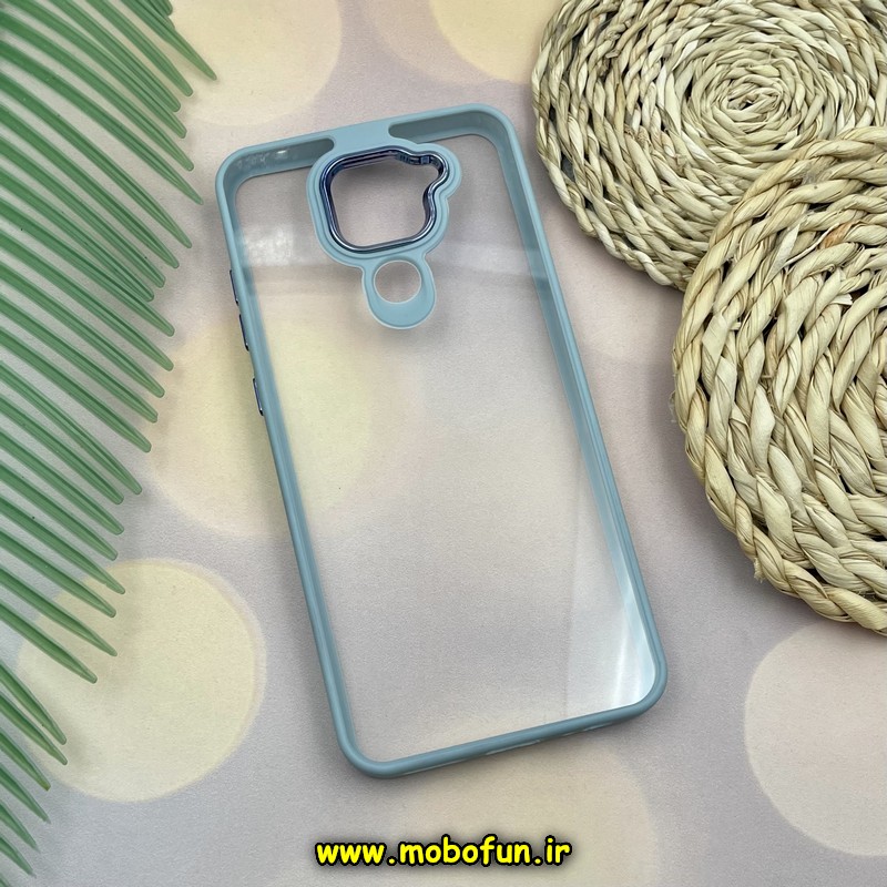قاب گوشی Redmi Note 9 شیائومی نیو اسکین NEW SKIN اورجینال متال کیس Metal طرح پشت طلق شفاف دور سیلیکونی آبی فیلی کد 627