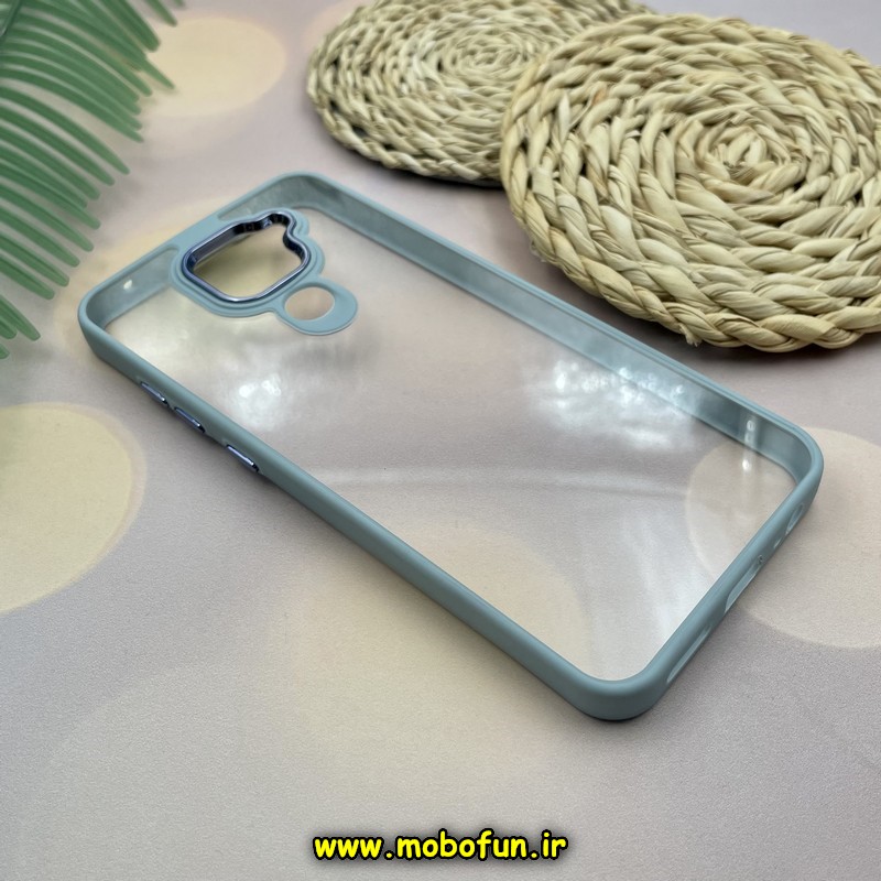 قاب گوشی Redmi Note 9 شیائومی نیو اسکین NEW SKIN اورجینال متال کیس Metal طرح پشت طلق شفاف دور سیلیکونی آبی فیلی کد E39-171441
