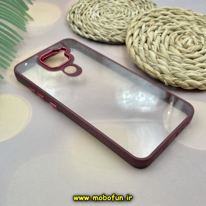 قاب گوشی Redmi Note 9 شیائومی نیو اسکین NEW SKIN اورجینال متال کیس Metal طرح پشت طلق شفاف دور سیلیکونی زرشکی کد E39-171439