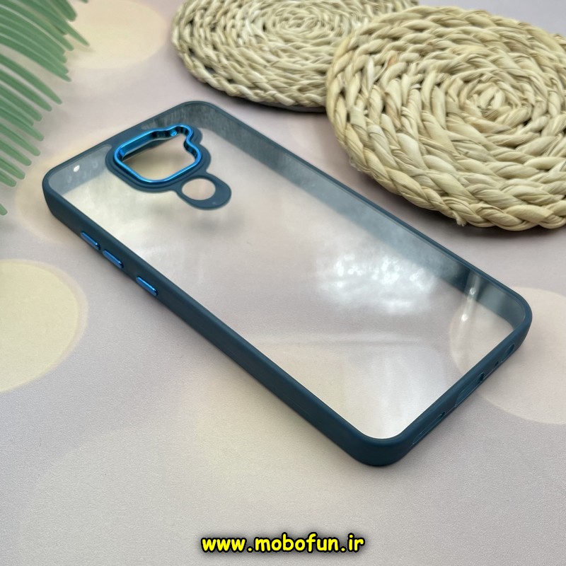 قاب گوشی Redmi Note 9 شیائومی نیو اسکین NEW SKIN اورجینال متال کیس Metal طرح پشت طلق شفاف دور سیلیکونی سرمه ای کد E39-171445