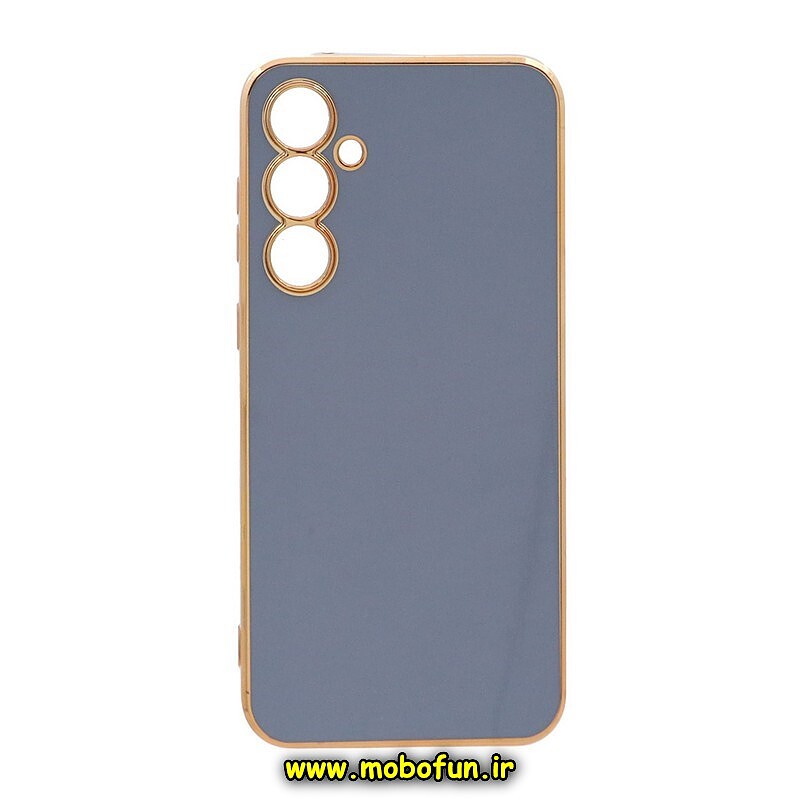 قاب گوشی Galaxy S23 FE سامسونگ طرح ژله ای مای کیس گلد لاین دور طلایی محافظ لنز دار آبی فیلی کد 123