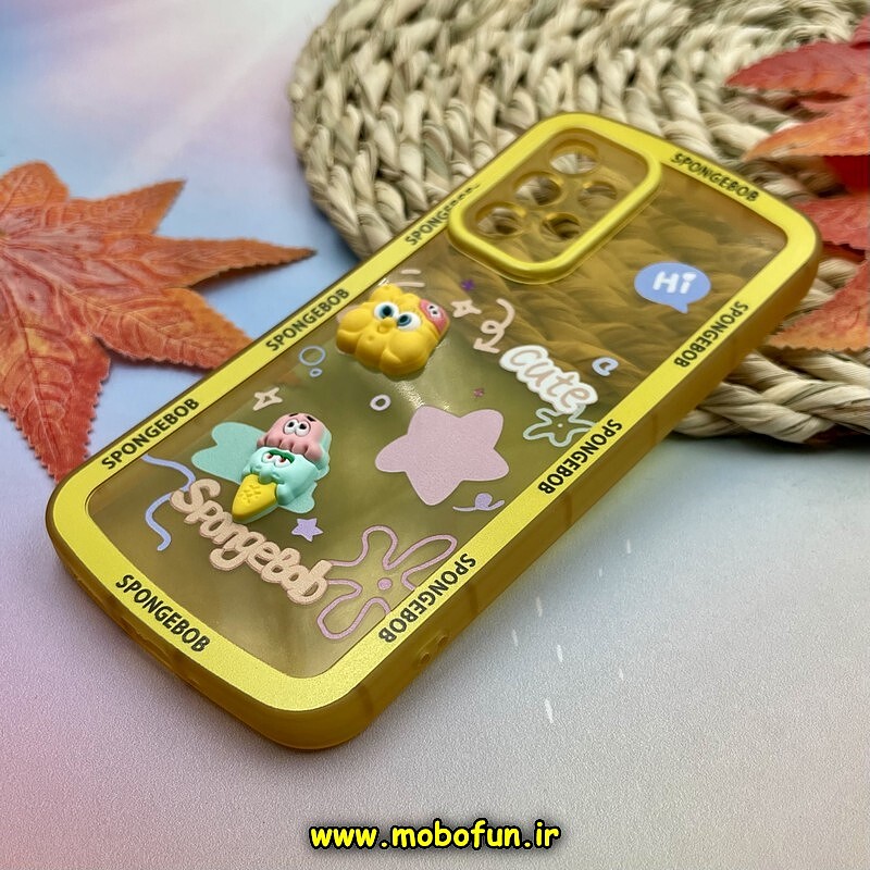 قاب گوشی Galaxy A33 سامسونگ طرح ژله ای شفاف بالشتی سه بعدی عروسکی محافظ لنز دار زرد کد 669