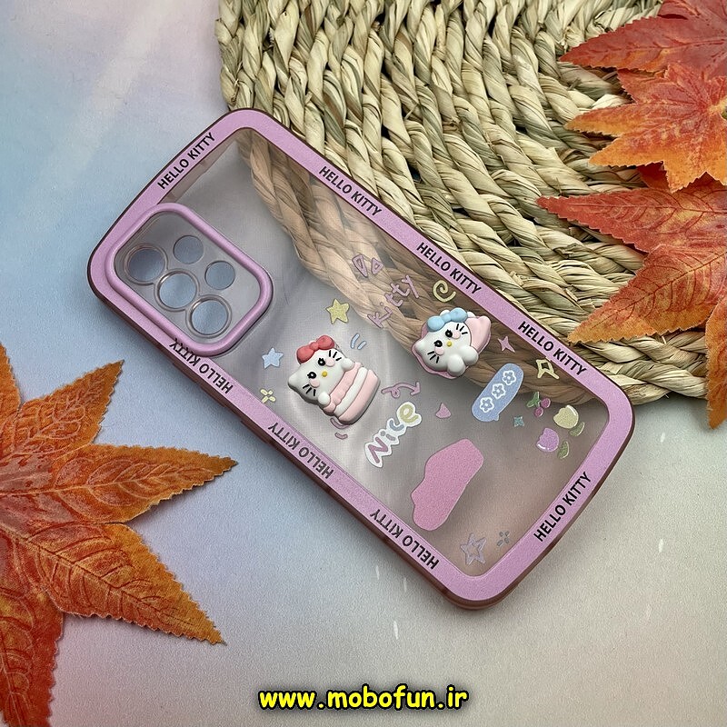 قاب گوشی Galaxy A53 سامسونگ طرح ژله ای شفاف بالشتی سه بعدی عروسکی محافظ لنز دار صورتی کد 884