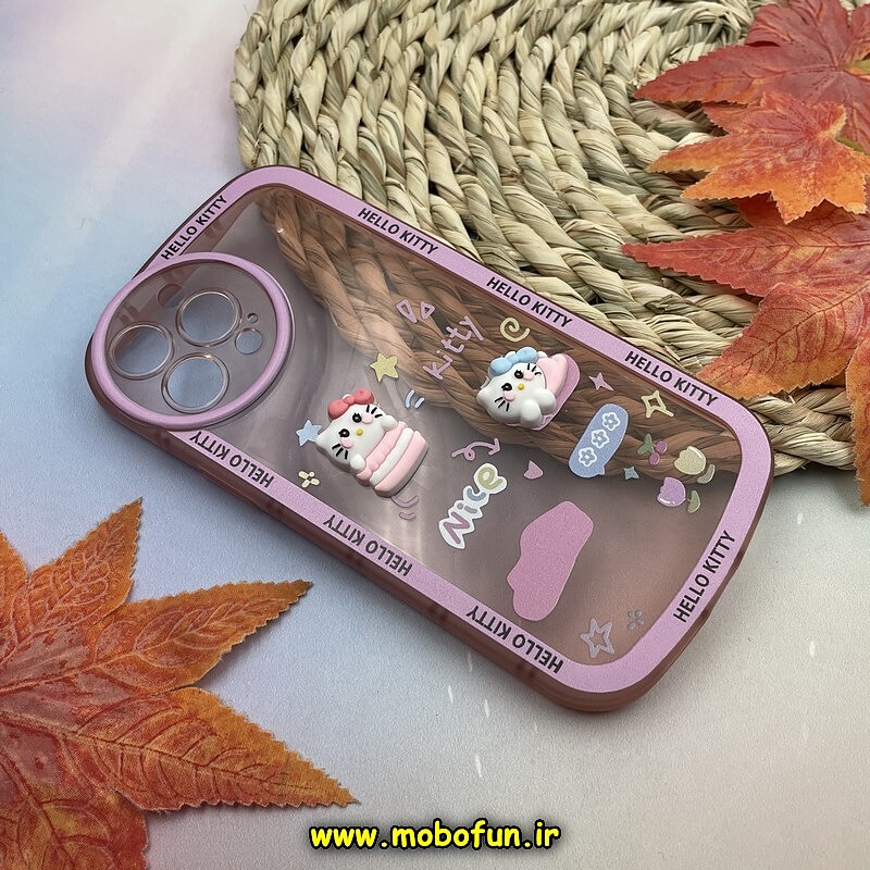 قاب گوشی iPhone 13 Pro Max آیفون طرح ژله ای شفاف بالشتی سه بعدی عروسکی محافظ لنز دار صورتی کد 723