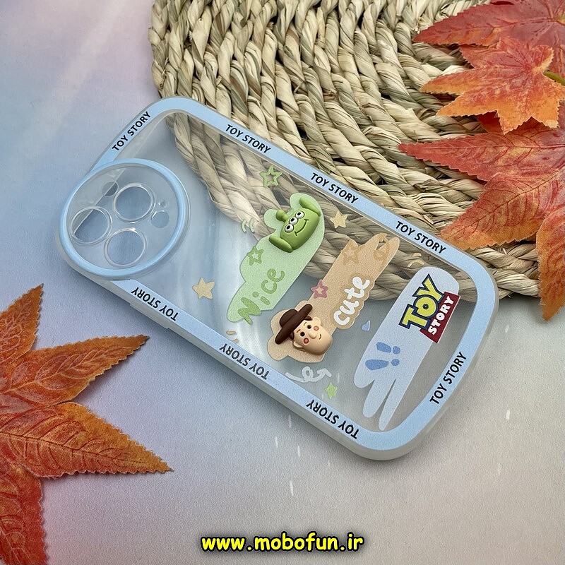 قاب گوشی iPhone 13 Pro Max آیفون طرح ژله ای شفاف بالشتی سه بعدی عروسکی محافظ لنز دار آبی کد 726