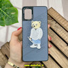 قاب گوشی Galaxy A51 سامسونگ CASETIFY ژله ای چرمی طرح تدی خرسی گلدوزی طوسی کد 1039