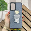 قاب گوشی Galaxy A73 سامسونگ CASETIFY ژله ای چرمی طرح تدی خرسی گلدوزی طوسی کد 881
