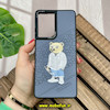 قاب گوشی Galaxy S21 Ultra سامسونگ CASETIFY ژله ای چرمی طرح تدی خرسی گلدوزی طوسی کد 368