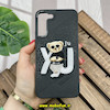 قاب گوشی Galaxy S22 Plus سامسونگ CASETIFY ژله ای چرمی طرح تدی خرسی گلدوزی مشکی کد 67
