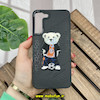 قاب گوشی Galaxy S22 Plus سامسونگ CASETIFY ژله ای چرمی طرح تدی خرسی گلدوزی مشکی کد 68