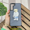 قاب گوشی Galaxy S22 Plus سامسونگ CASETIFY ژله ای چرمی طرح تدی خرسی گلدوزی طوسی کد 72