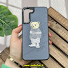 قاب گوشی Galaxy S22 Plus سامسونگ CASETIFY ژله ای چرمی طرح تدی خرسی گلدوزی طوسی کد 73