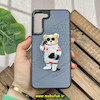 قاب گوشی Galaxy S22 Plus سامسونگ CASETIFY ژله ای چرمی طرح تدی خرسی گلدوزی طوسی کد 74