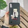 قاب گوشی Galaxy A10 - Galaxy M10 سامسونگ CASETIFY ژله ای چرمی طرح تدی خرسی گلدوزی مشکی کد 187