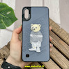 قاب گوشی Galaxy A10 - Galaxy M10 سامسونگ CASETIFY ژله ای چرمی طرح تدی خرسی گلدوزی طوسی کد 191