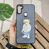 قاب گوشی Galaxy A11 - Galaxy M11 سامسونگ CASETIFY ژله ای چرمی طرح تدی خرسی گلدوزی طوسی کد 836