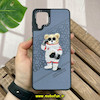 قاب گوشی Galaxy A12 - Galaxy M12 سامسونگ CASETIFY ژله ای چرمی طرح تدی خرسی گلدوزی طوسی کد 1577