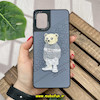 قاب گوشی Galaxy A31 سامسونگ CASETIFY ژله ای چرمی طرح تدی خرسی گلدوزی طوسی کد 733